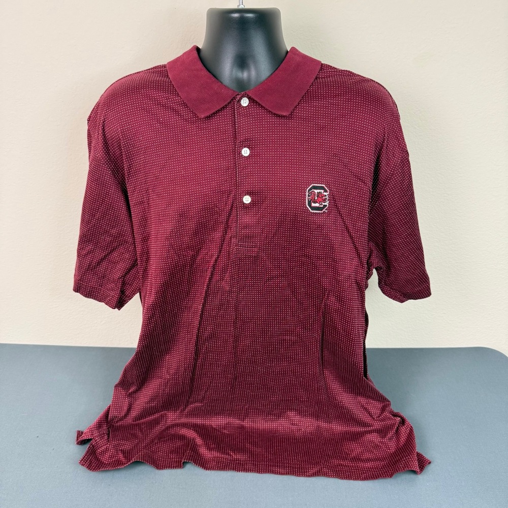 Vesi Polo Shirt Mens XL South Carolina Gamecocks Garnet Micro Dot Cotton Sport